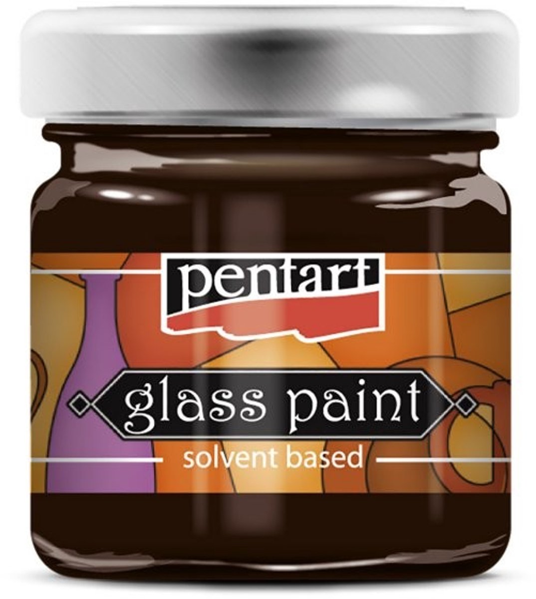 Pentart glasverf solvent basis 30 ml bruin - creatieve verf voor glas.