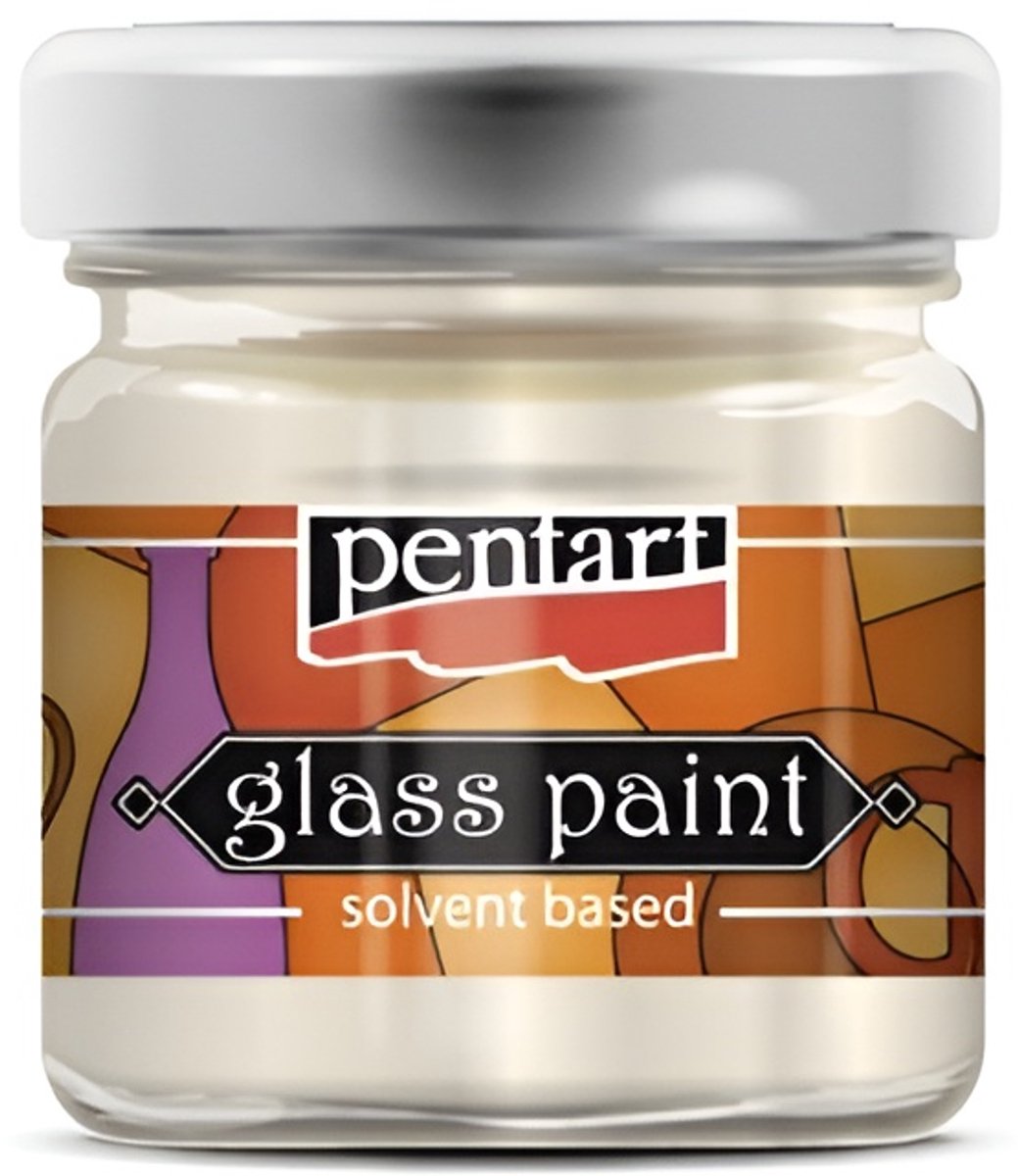 Pentart glasverf solvent basis 30 ml parel wit decoratieverf.