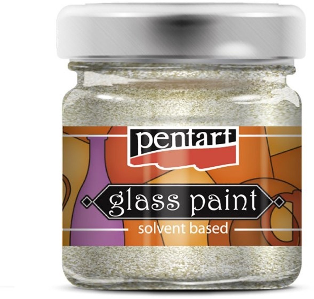 Pentart glasverf solvent basis 30 ml sparkling goud decoratie verf.