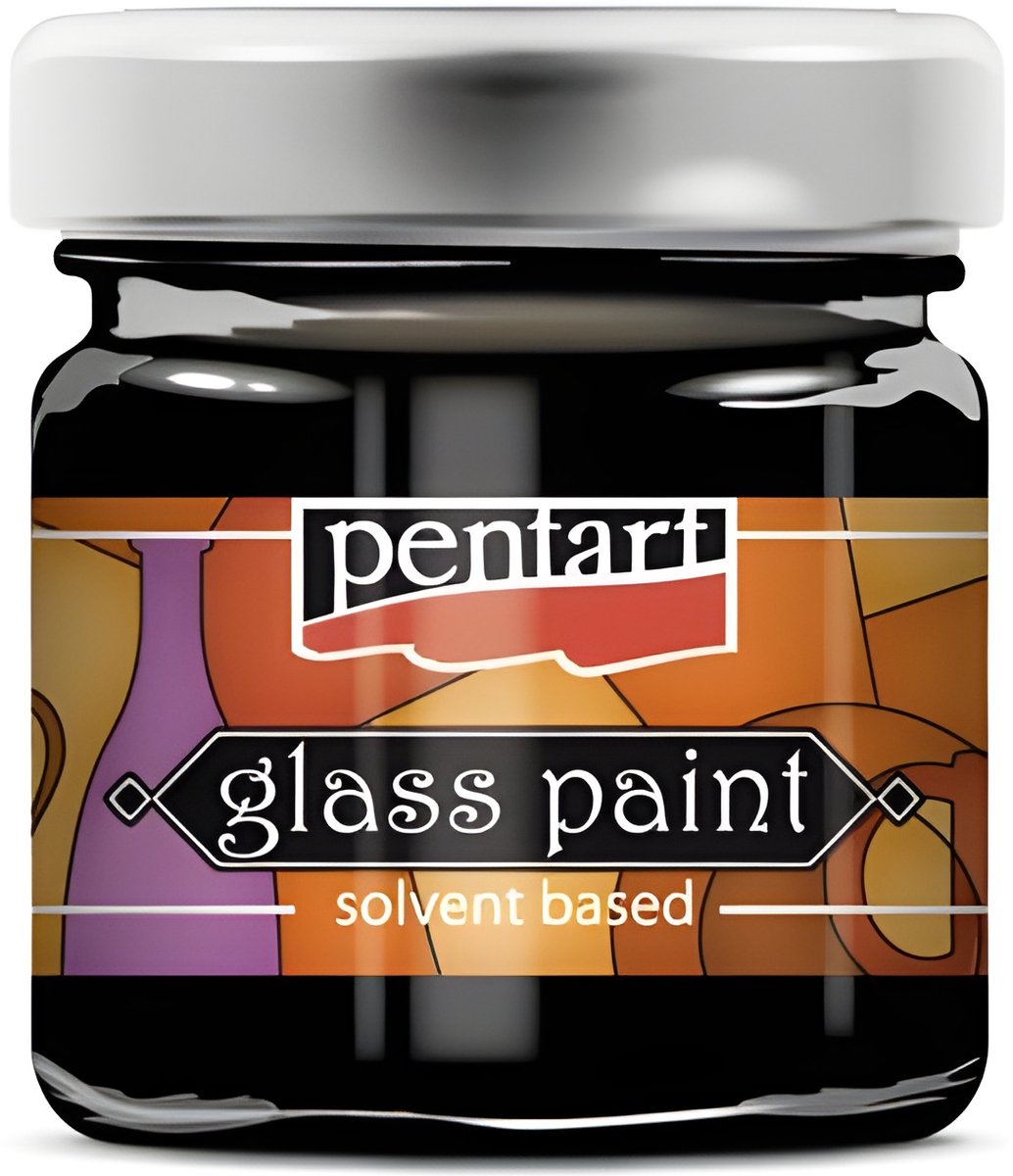 Pentart glasverf solvent basis 30 ml zwart - creatieve verf voor glas.