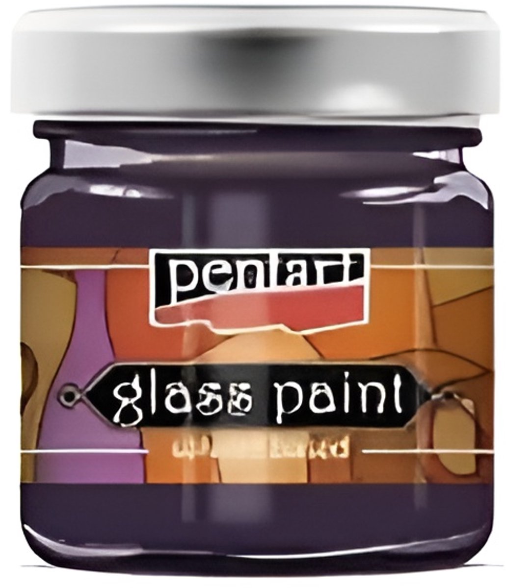 Pentart glasverf solvent basis paars 30 ml - creatieve verf voor glas.