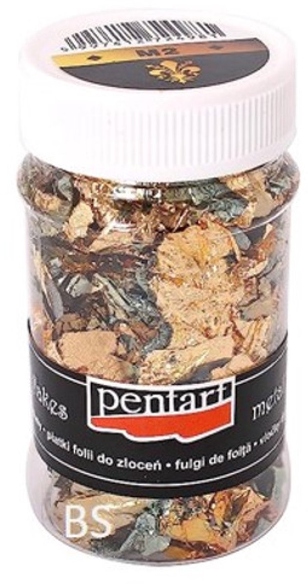 Pentart metalen vlokken decoratie goud groen 100ml creatieve hobby.