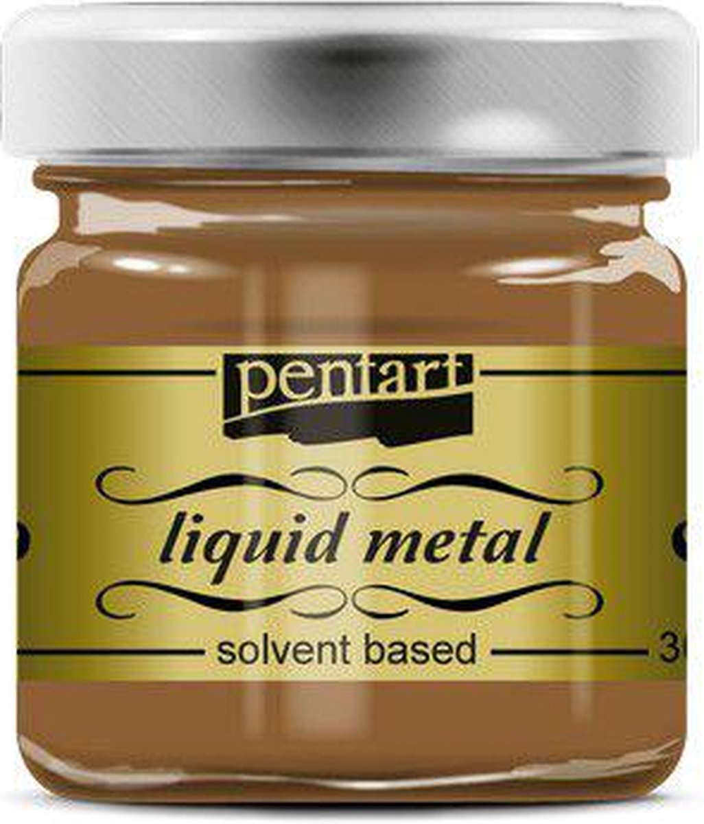 Pentart metallic verf brons 30ml - Liquid Metal hobbyverf.