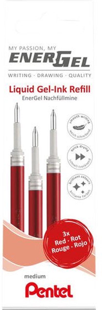 Gelschrijvervulling pentel lr7 energel m 3st rood