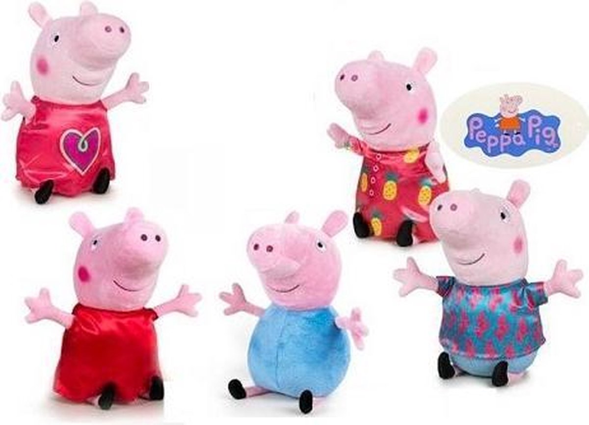Knuffelset van 5 Peppa Pig & Family knuffels (20 cm)