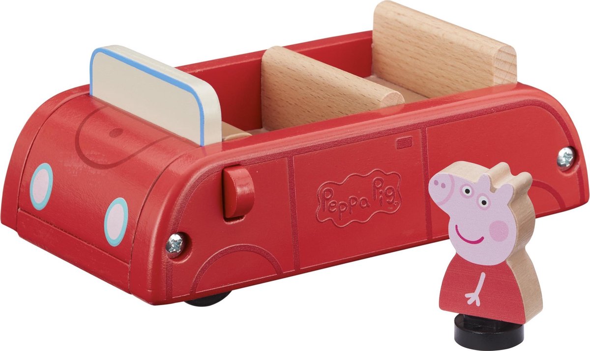 Peppa Pig - Rode houten auto met 1 personage