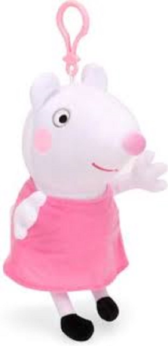Peppa Pig - Suzy sheep knuffel - met ophangclip en vakje voor muntgeld met rits