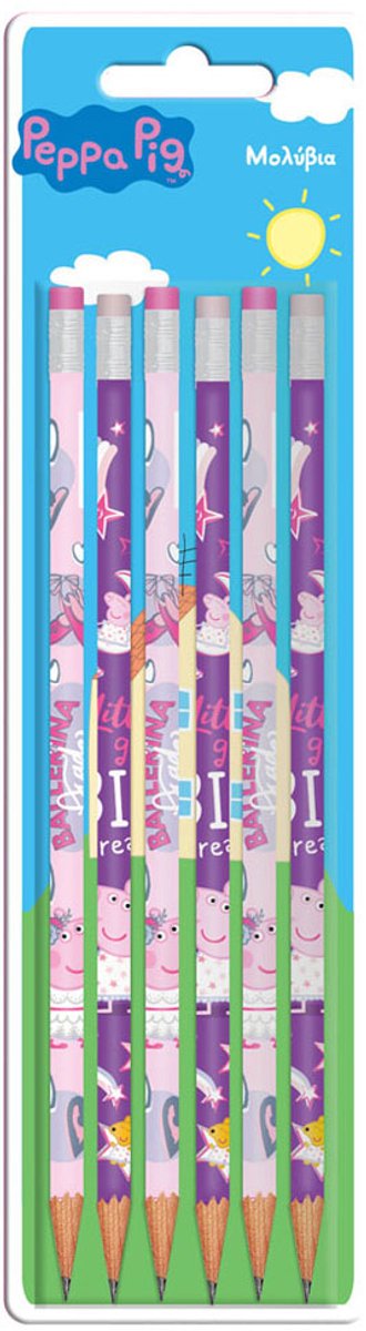 Peppa Pig Potloden met Gum, 6st.
