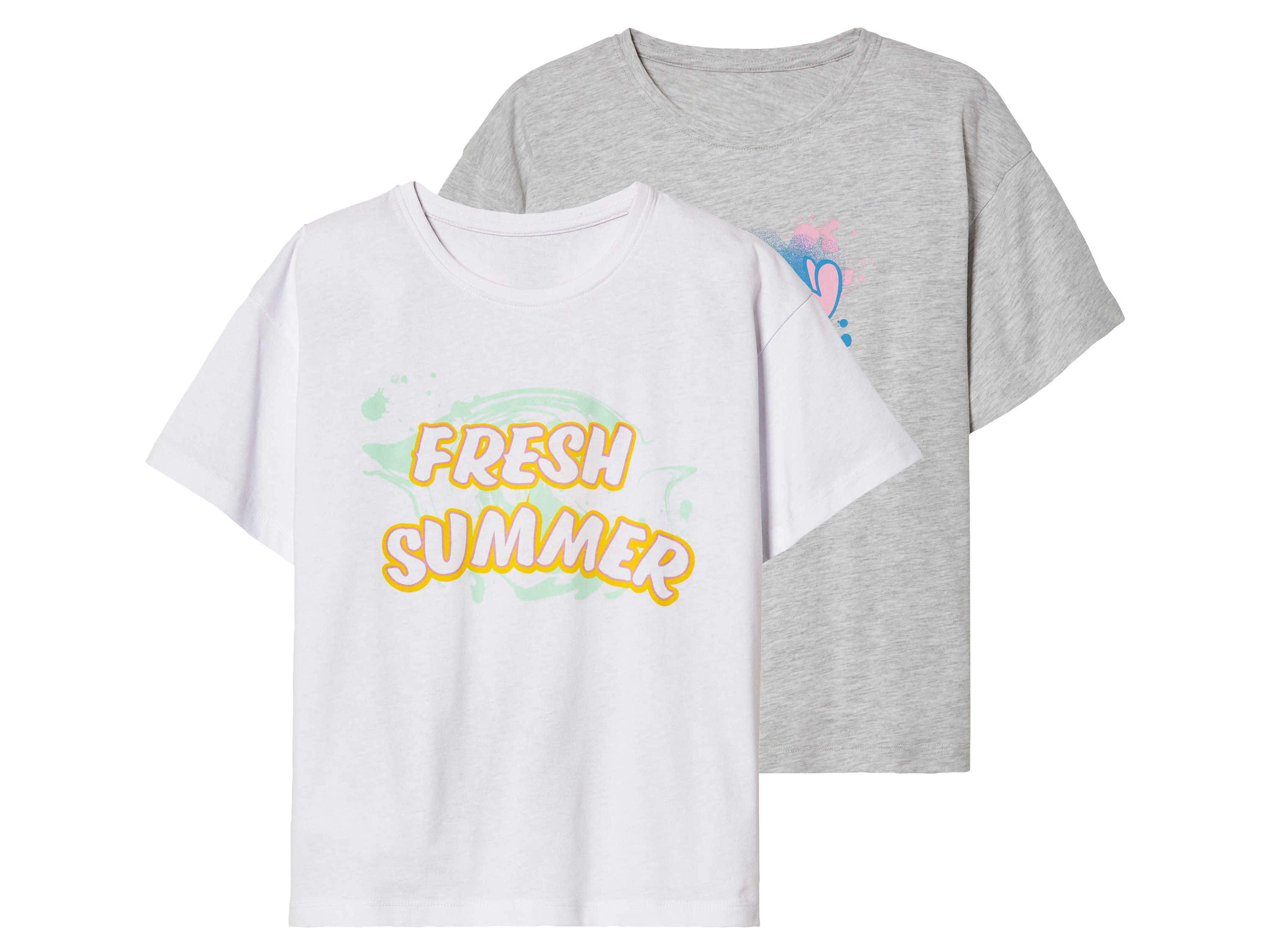 pepperts! 2 meisjes T-shirts (Wit/grijs, 146/152)