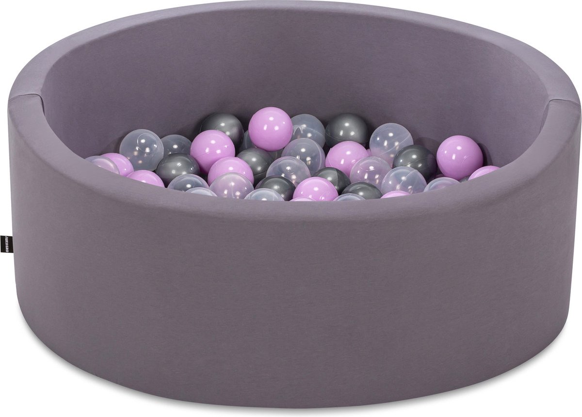 Ballenbak babys - Grijs - 150 ballen in de kleuren Lila, Grijs en Transparant - Ballenbak baby - Ballenbakken - Ballenbak baby - Perfecthomeshop