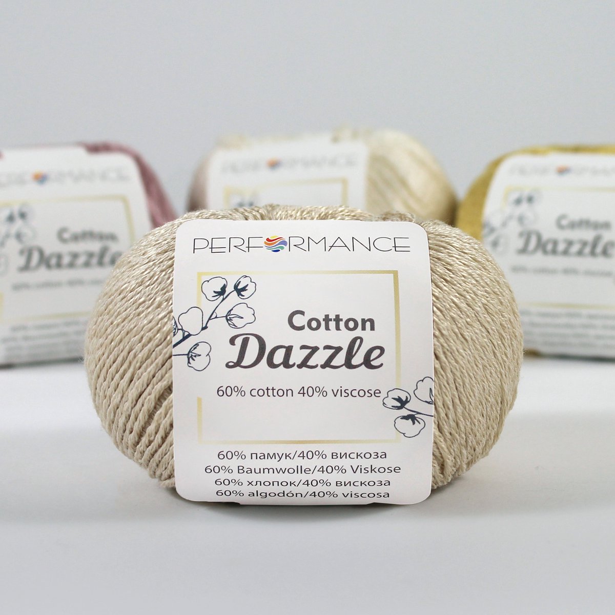 3 bollen Performance Cotton Dazzle 2020 beige creme - katoen met viscose - glans haakkatoen