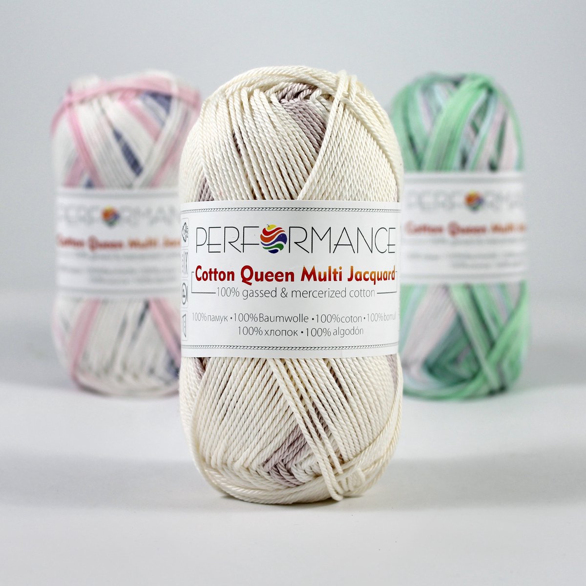 5 bollen Haakgaren - katoen kleur beige bruin(0301) - Cotton queen multi jacquard garen