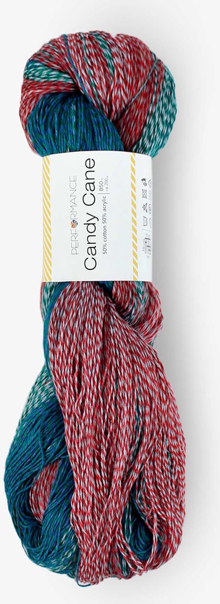 Candy Cane blauw roze (110) - 200 grams strengen gemeleerd haakgaren - katoen en acrylgaren
