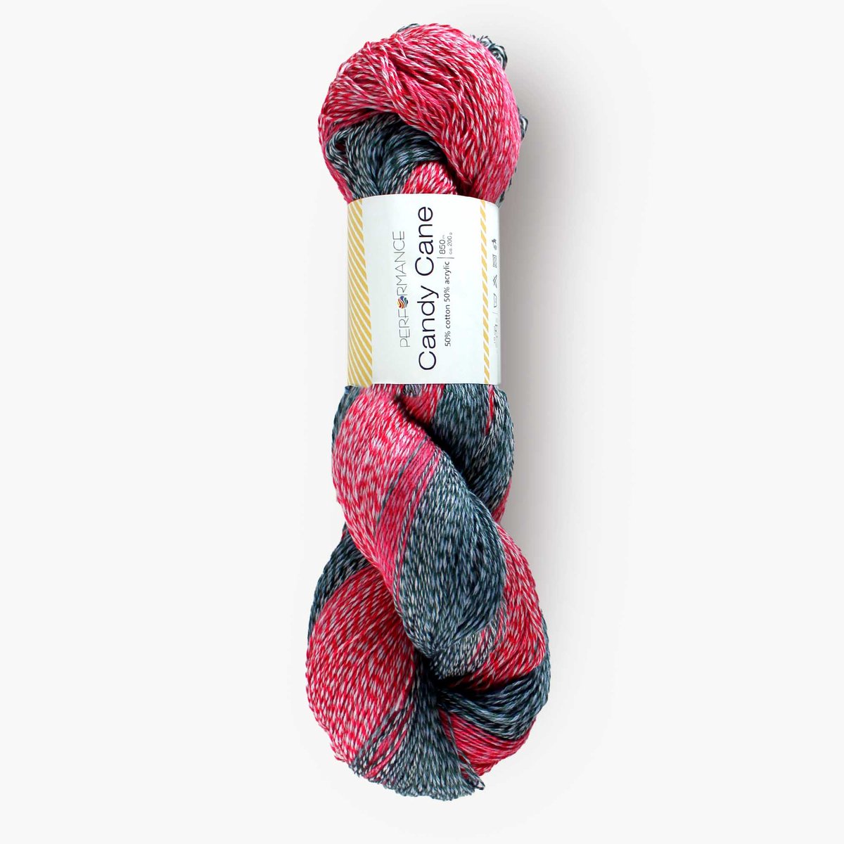 Streng Candy Cane (101) - 200g - 850m - roze grijs blauw gemêleerd katoengaren met acryl - brei-en haakgaren