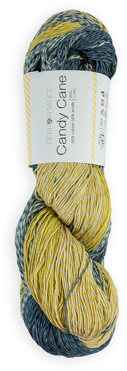 Streng Candy Cane (203) - 200g - 850m - blauw lime gemêleerd katoengaren met acryl - brei-en haakgaren