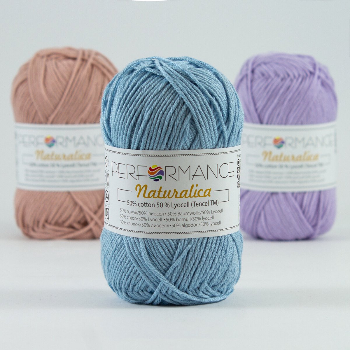 Duurzaam haakgaren Naturalica blauw (2136) - katoen en lycocell - 5 bollen