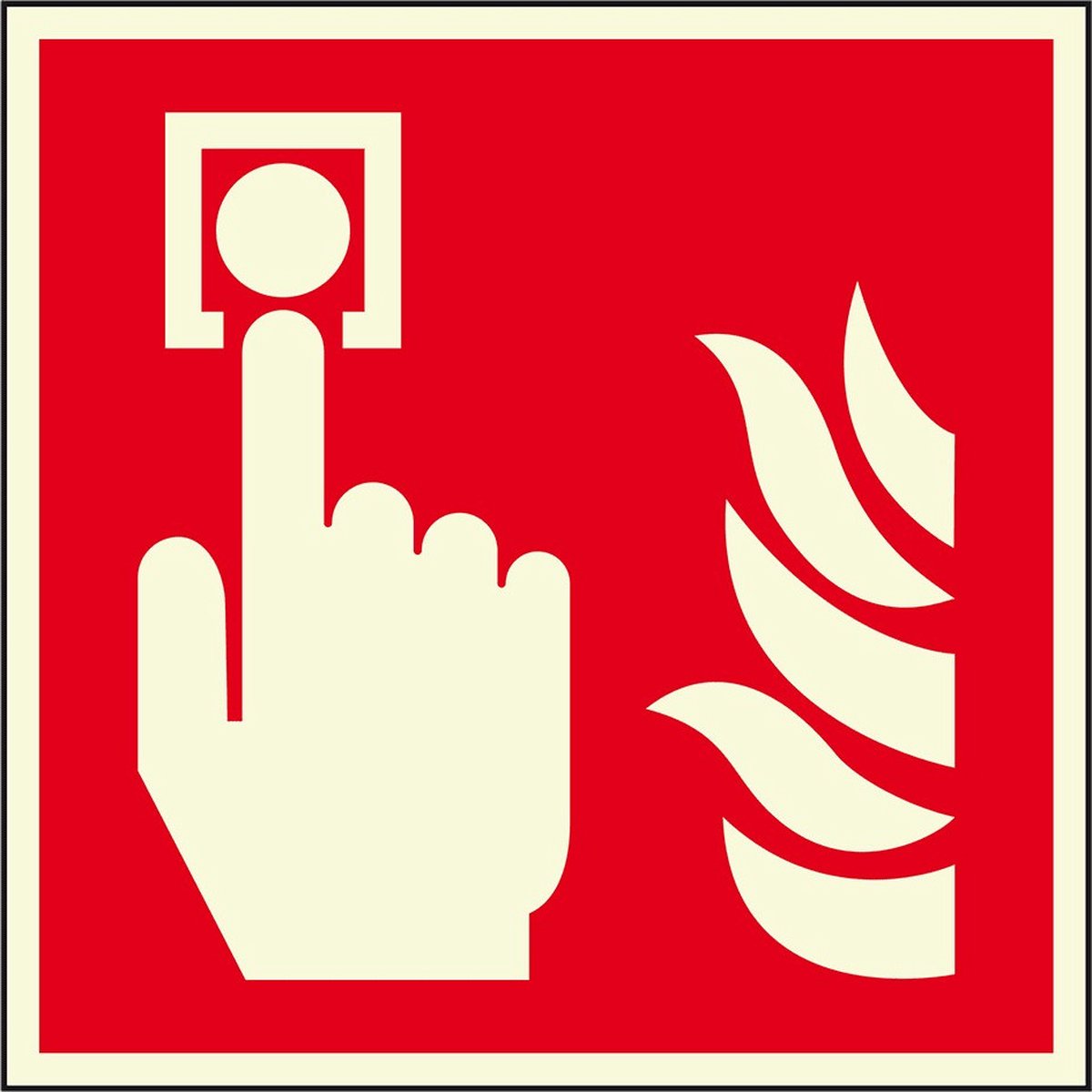 Extra lichtgevende brandmelder sticker, 200 x 200 mm, F005