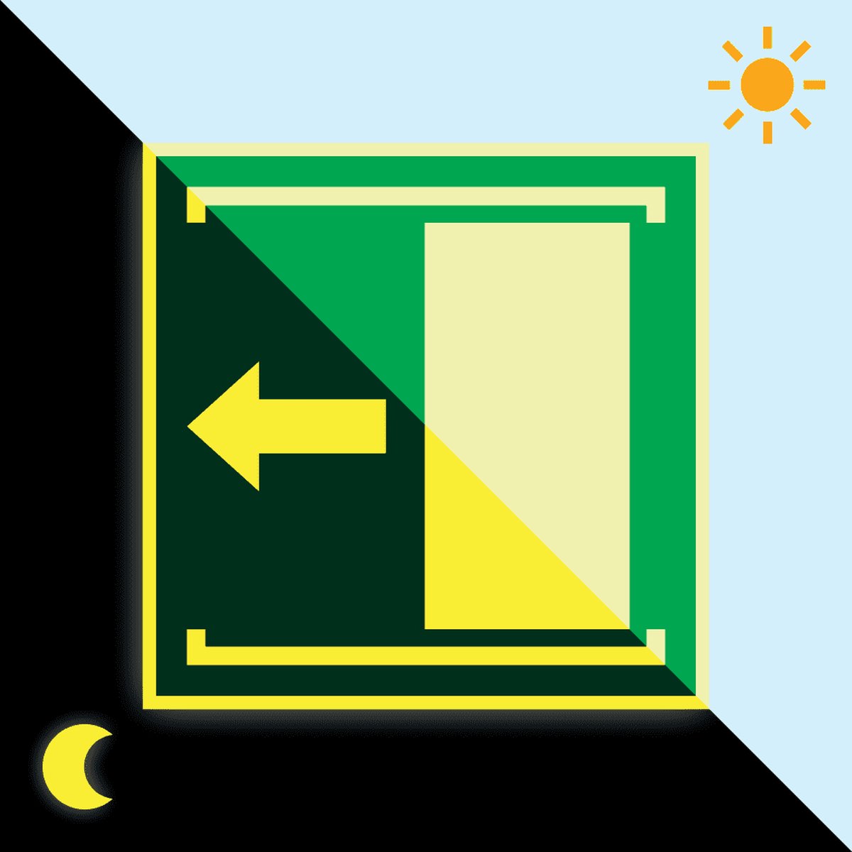 Extra lichtgevende deur schuift naar links sticker - E034 100 x 100 mm