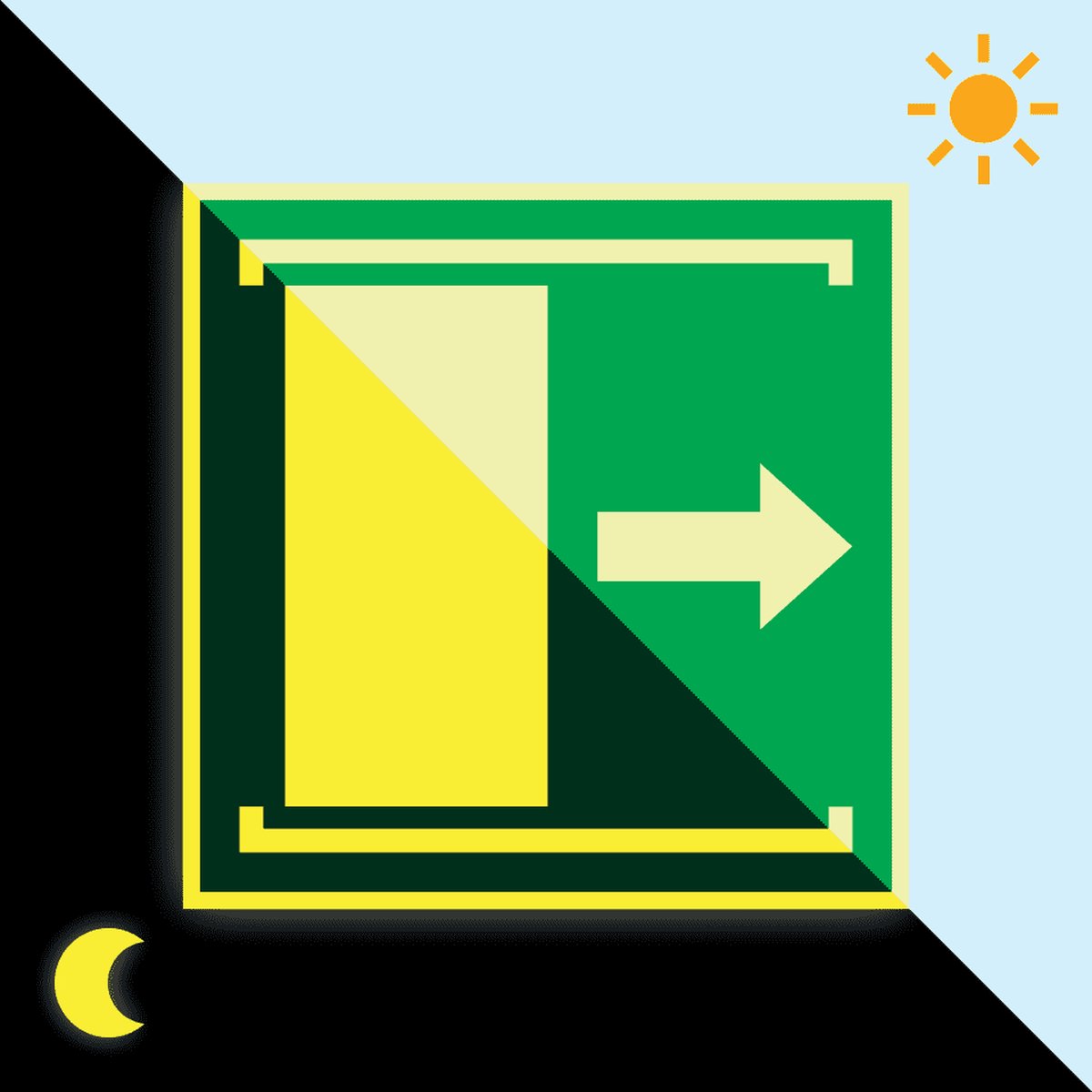 Extra lichtgevende deur schuift naar rechts sticker - E033 100 x 100 mm