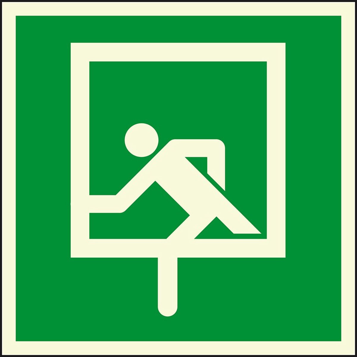 Extra lichtgevende noodraam sticker, 200 x 200 mm