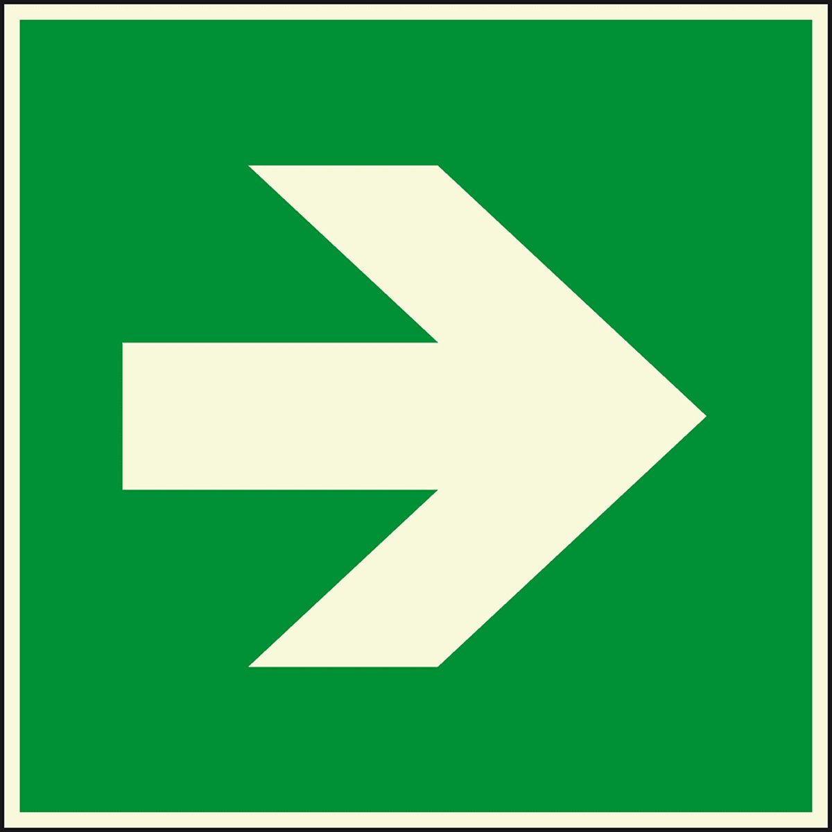 Extra lichtgevende nooduitgang sticker richtingspijl 200 x 200 mm