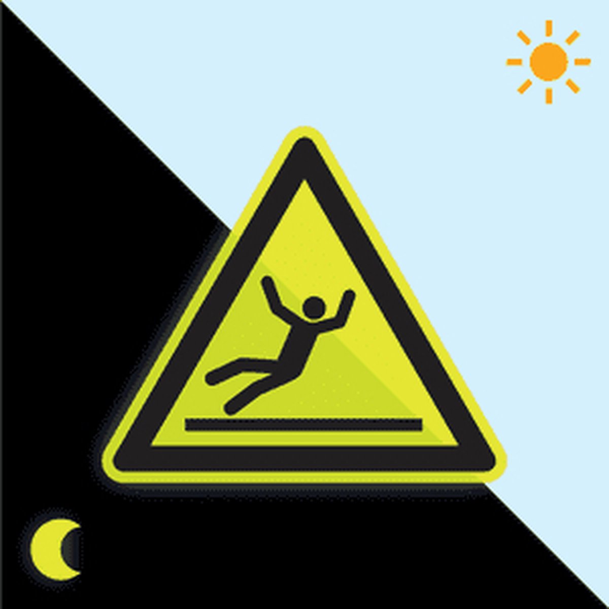 Extra lichtgevende waarschuwingssticker uitglijden - W011 100 mm