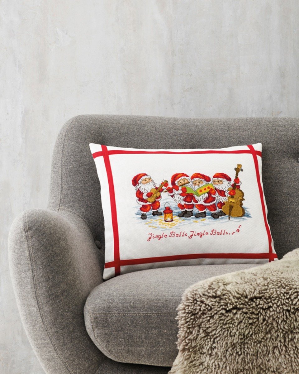 Borduurpakket Kerst Jingle Bells kussen - Permin