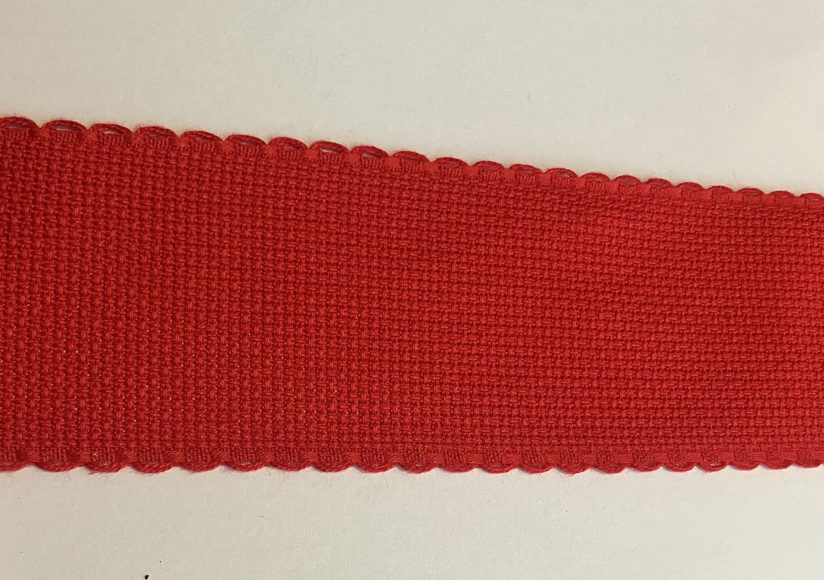 Aida Borduurband 5 cm breed met schulprand 5 meter rood