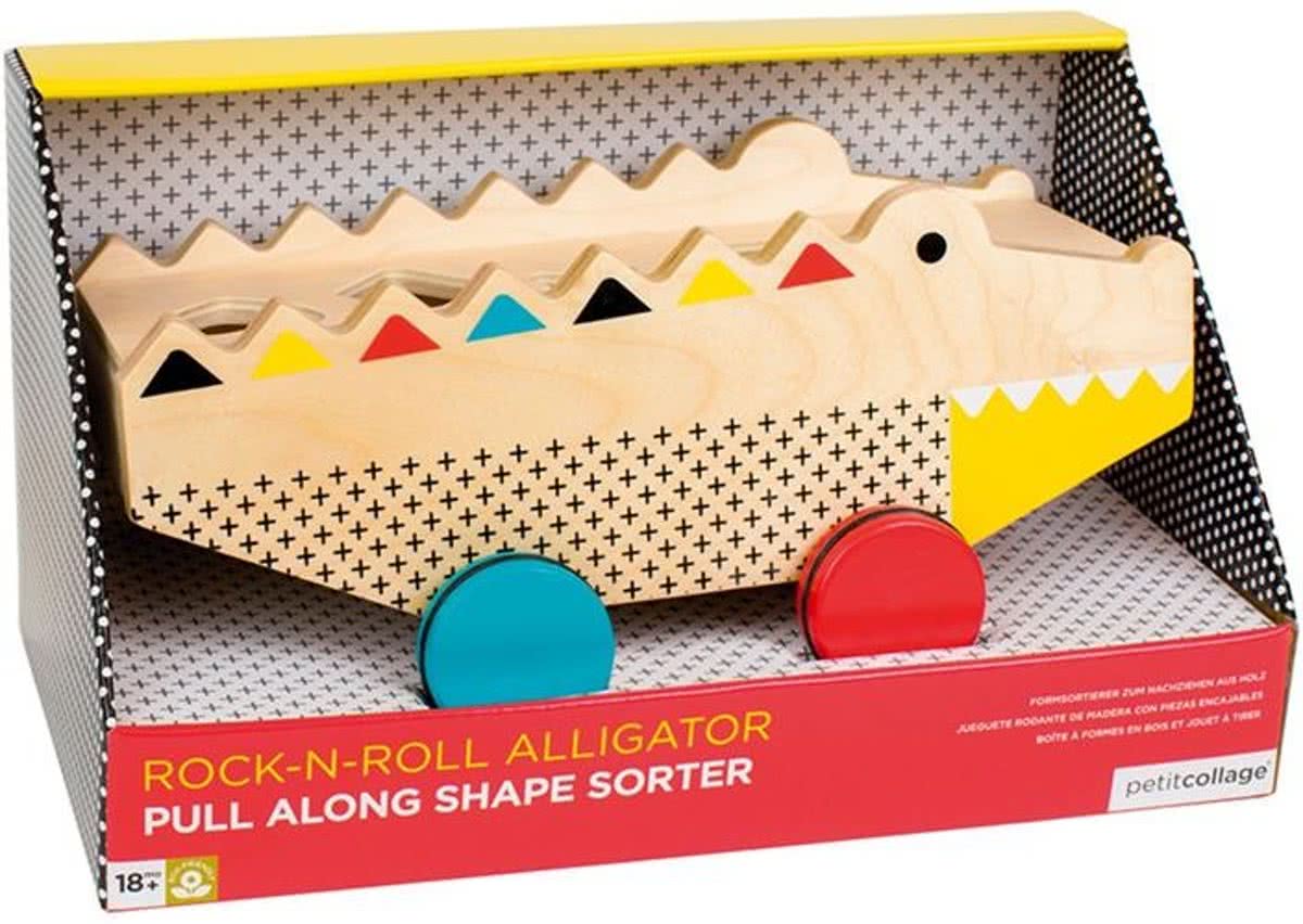 Petit Collage Houten Trekfiguur Met Sorteerkist