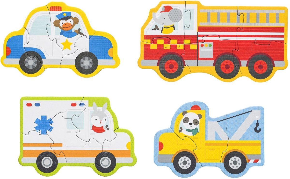 Petit Collage Mijn Eerste Puzzels: Reddingswagens 4 Puzzels