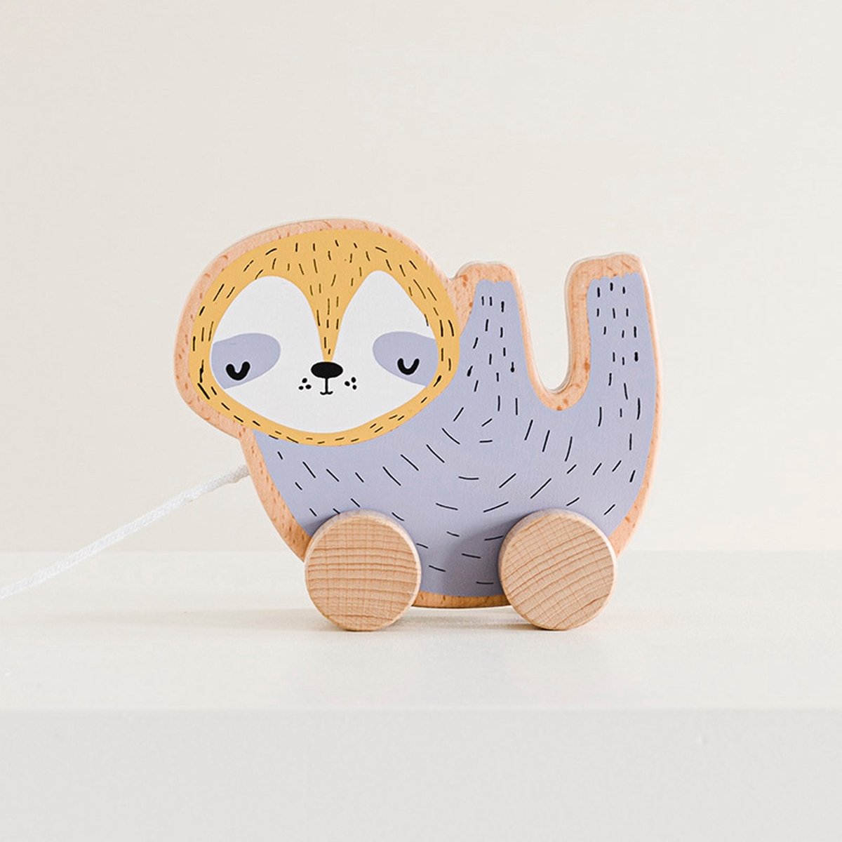 Petite Amélie Trekdier Speelgoed - Luiaard Pochoo - 15x12x6 cm - Massief hout