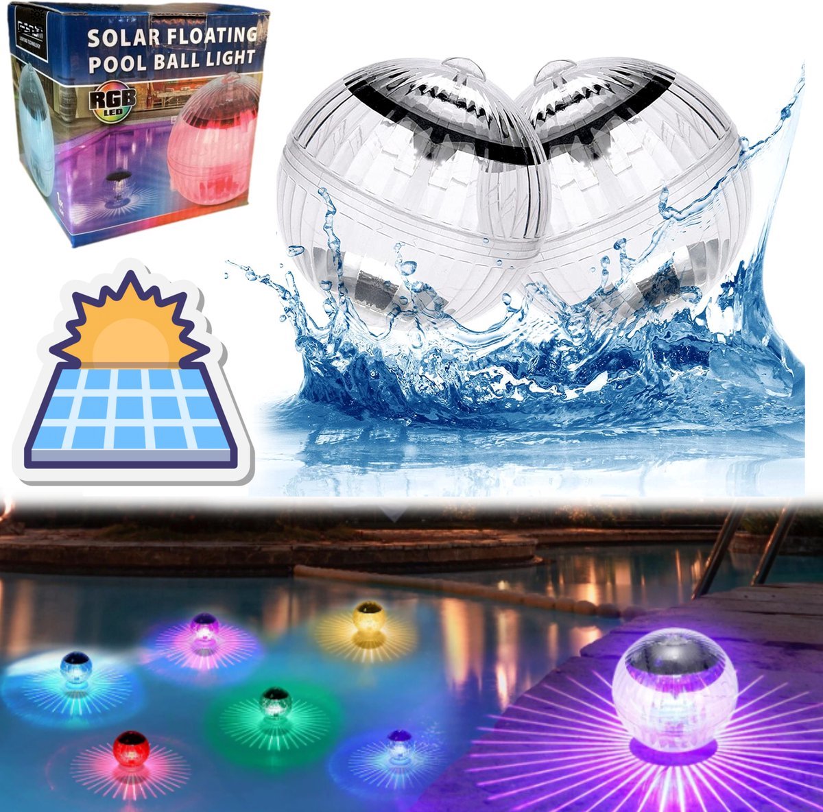 Zwembadlamp Verlichting op Zonne Energie - Solar Disco Lamp - Onderwater verlichting - Geschikt voor gebruik in zwembad