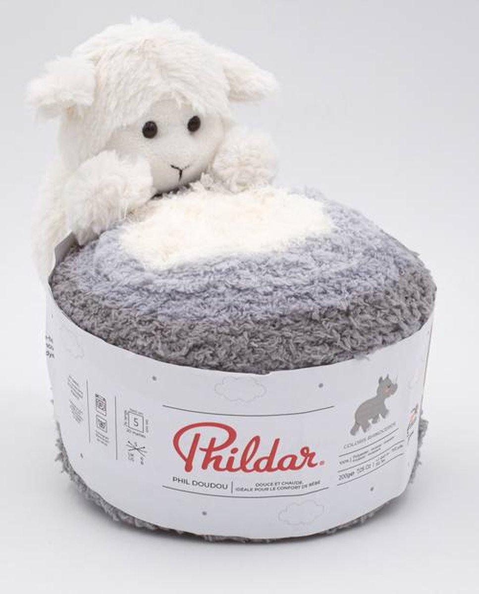 Phildar - Doudou - Superzachte garen voor baby met knuffeltje - Kleur: Rhinoceros