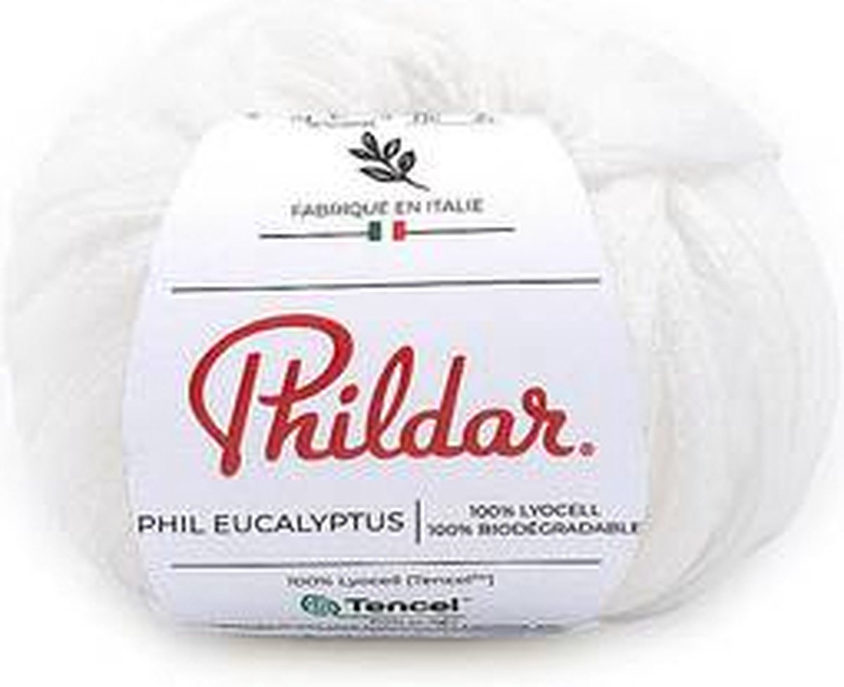 Phildar - Eucalyptus - 100 % Ecologische breigaren - Wordt per 5 stuks verkocht : Kleur: Blanc
