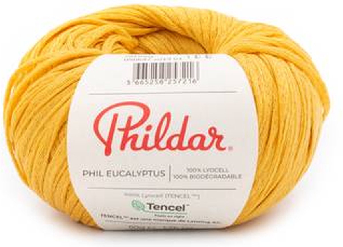 Phildar - Eucalyptus - 100 % Ecologische breigaren - Wordt per 5 stuks verkocht : Kleur: Safran
