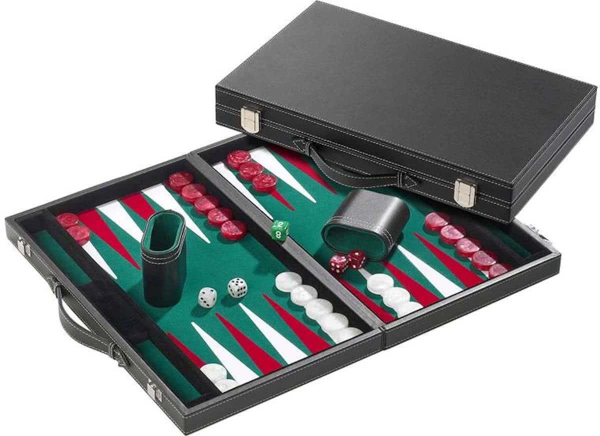 Backgammon Koffer Groot Standaard (Groen)