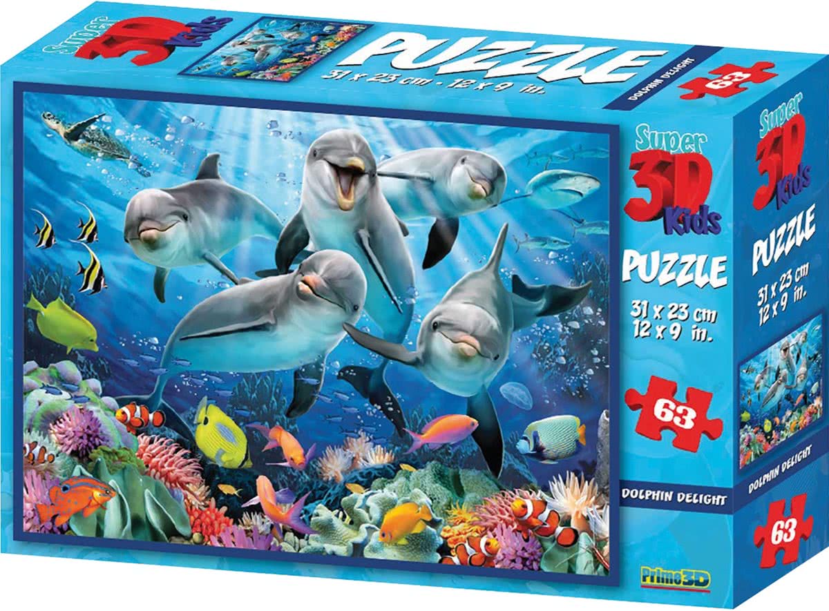 Philos 3D Puzzel Dolphin Delight - 31 x 23 cm - 63 stukjes