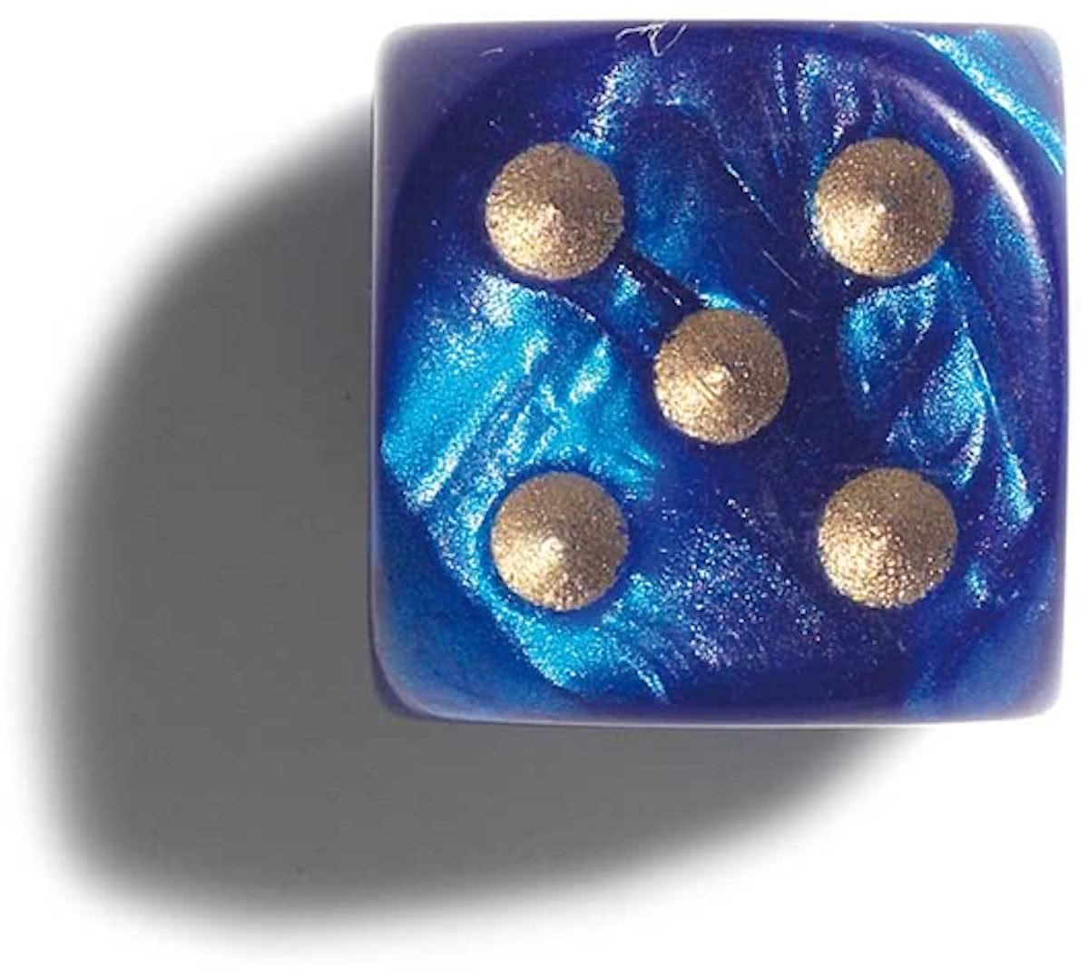 Philos parelmoer blauwe dobbelstenen 12mm