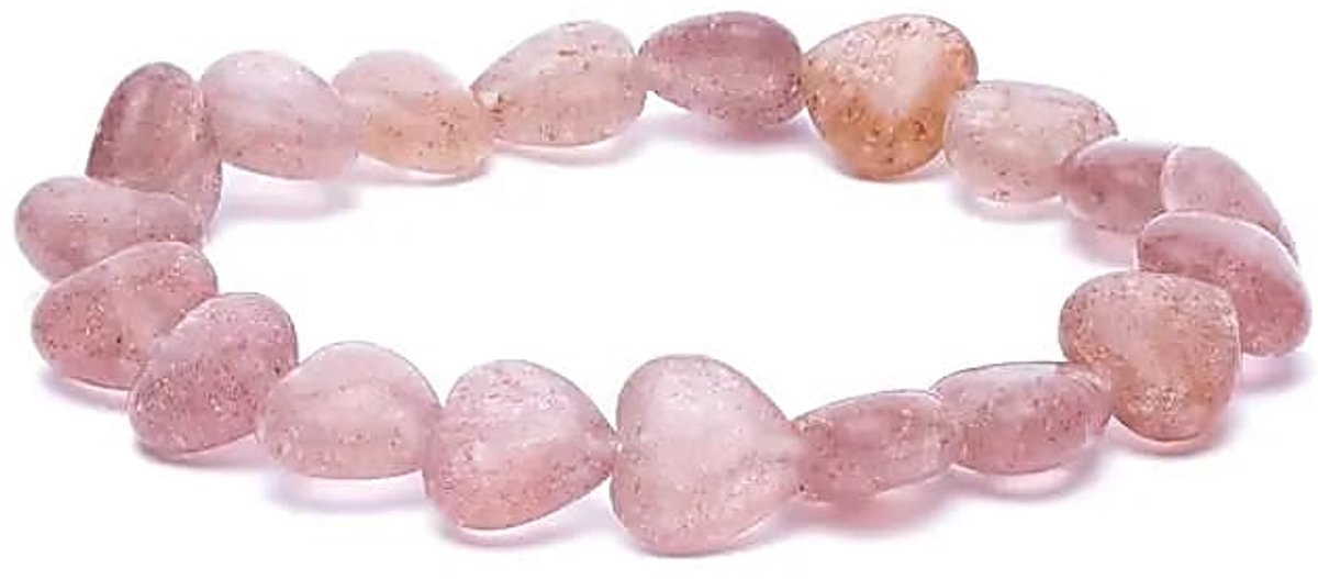 Armband aardbeienkwarts elastisch hartvormig