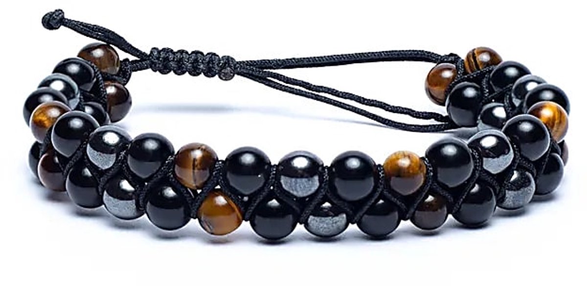 Armband hematiet/ obsidiaan/ tijgeroog verstelbaar