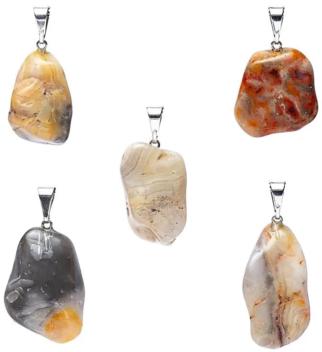 Crazy lace agaat edelsteenhanger met geboord oogje