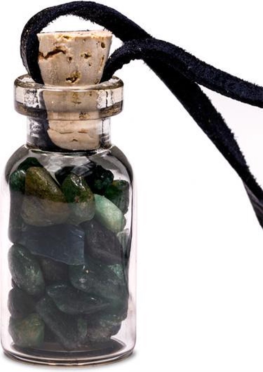 Geschenkflesje aan waxkoord met aventurijn