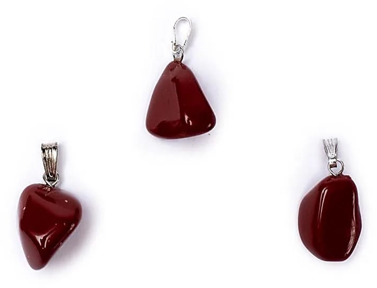 Rode jaspis edelsteenhanger met geboord oogje