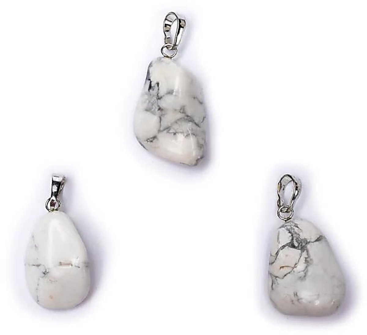 Witte howliet edelsteenhanger met geboord oog