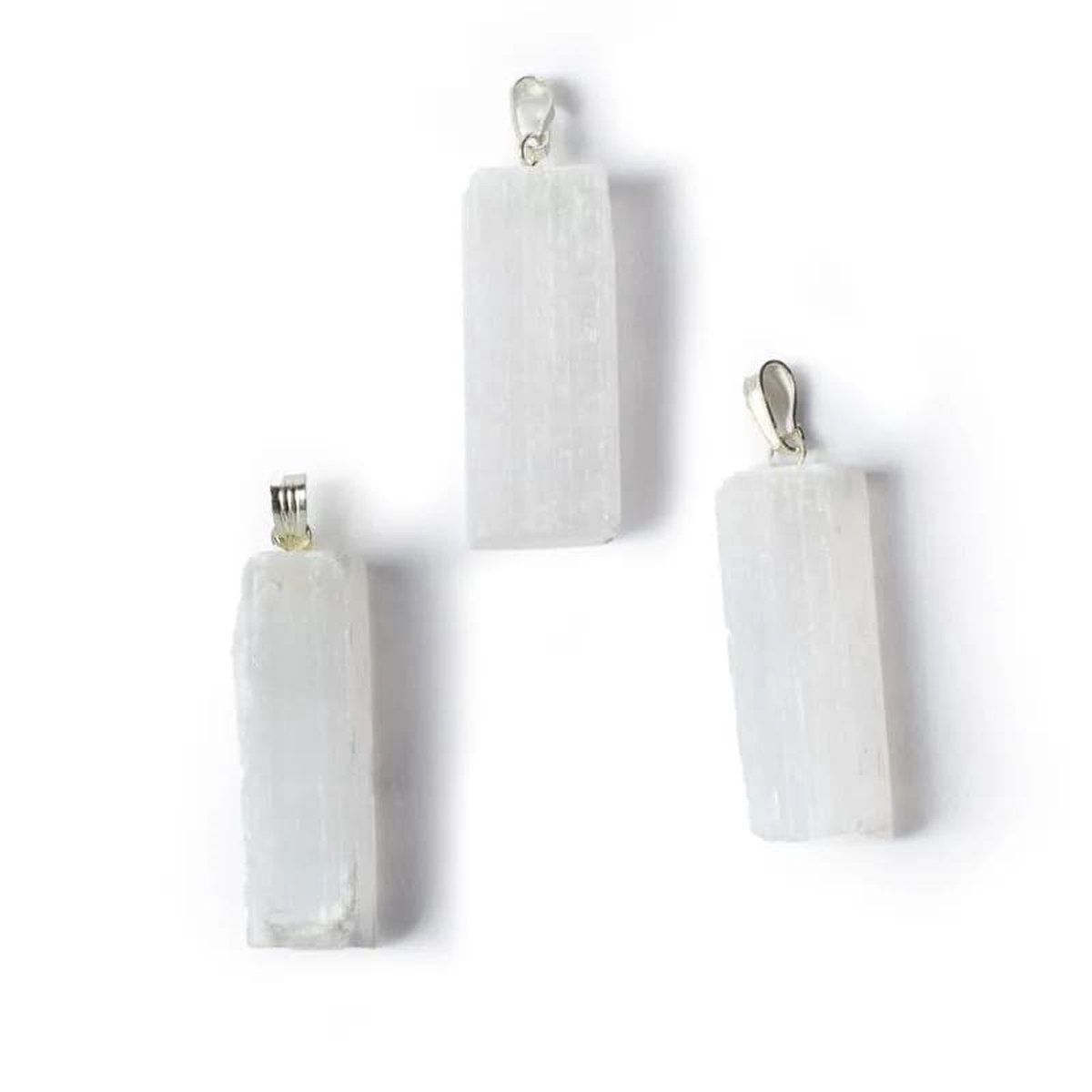 Witte seleniet ruw edelsteenhanger