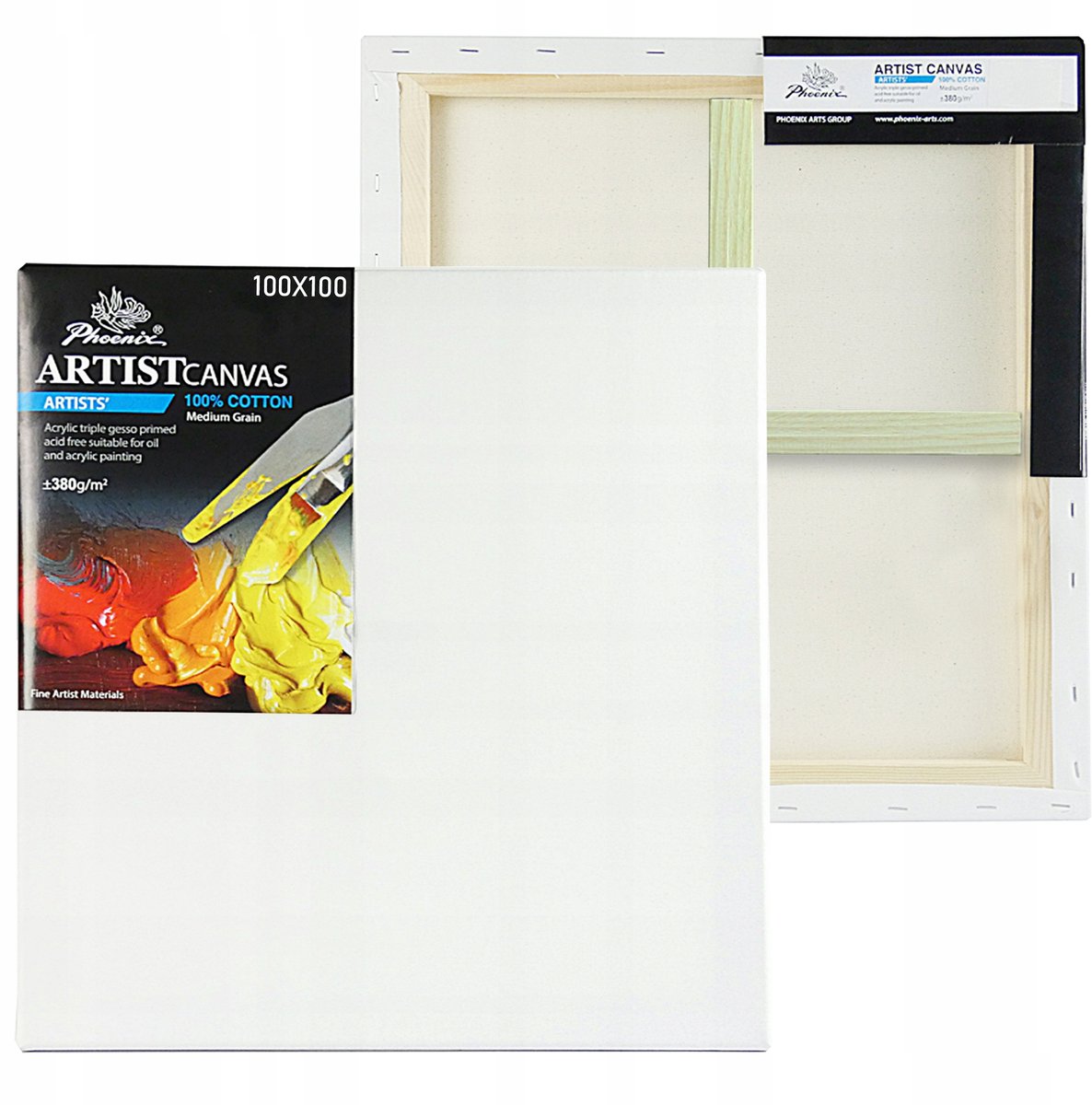 Phoenix Premium Schilderdoek 100x100 cm - Katoen, Geseald & Klaar voor Gebruik