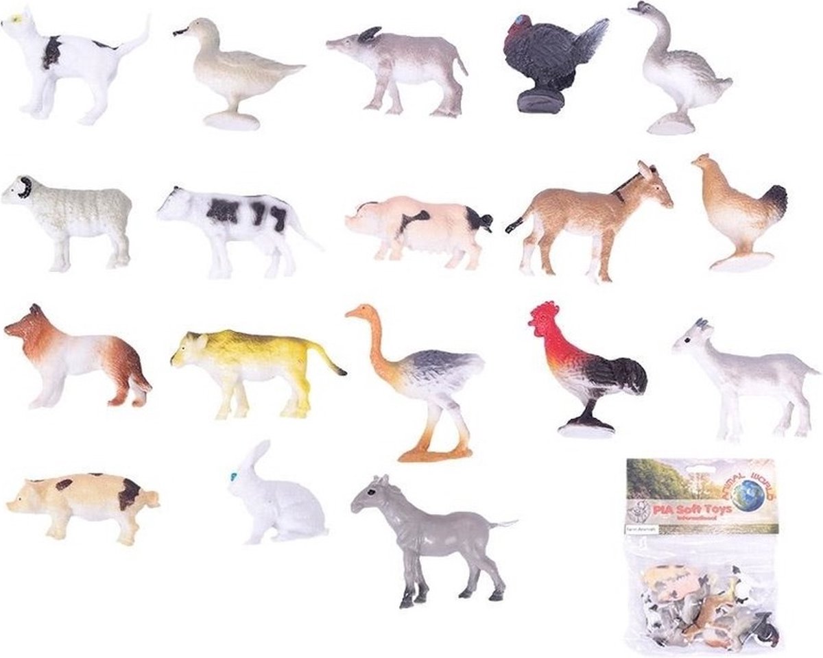 12x Boerderij speelgoed diertjes/dieren - 2-6 cm - kleine speelfiguren voor kinderen