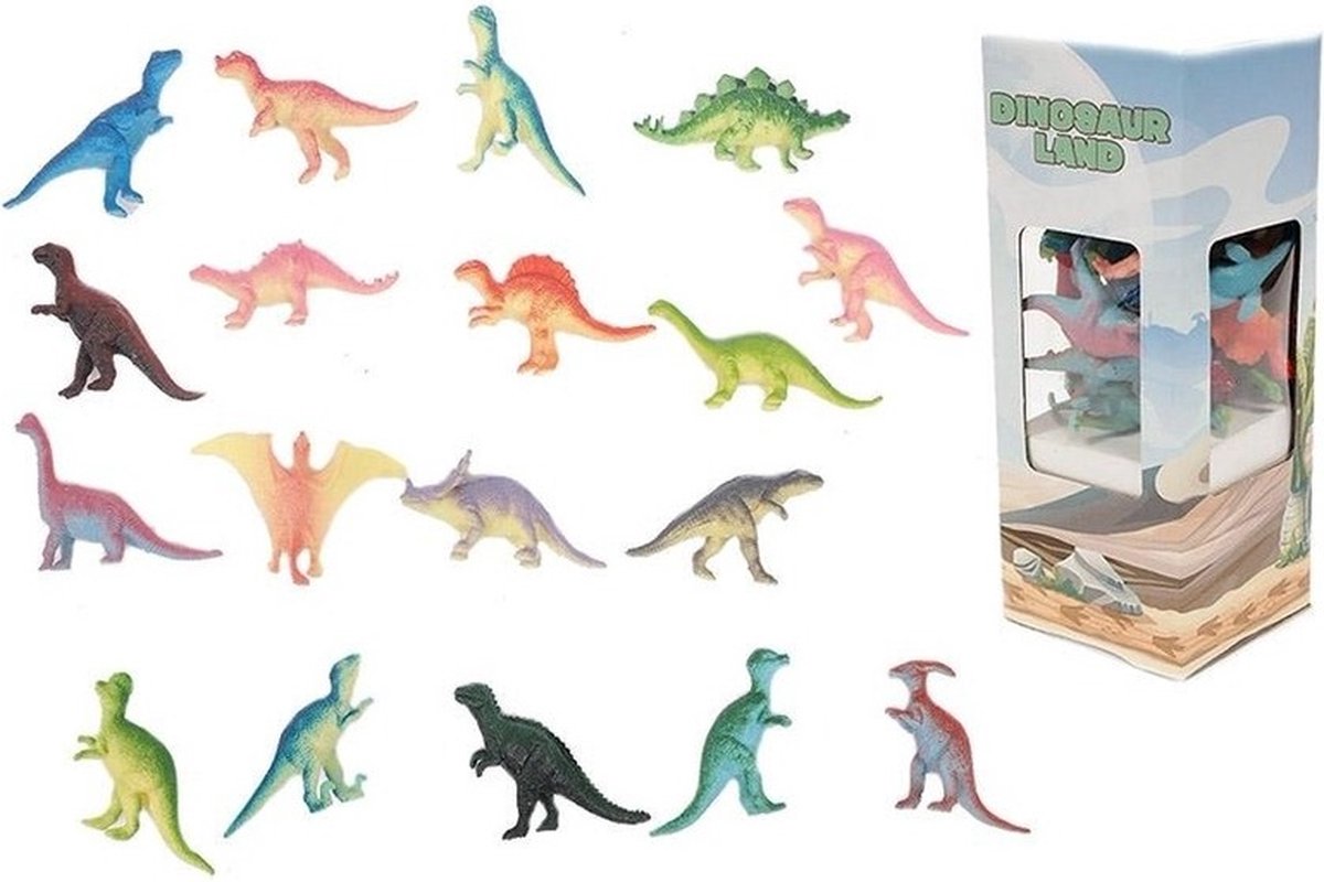 18x Plastic speelgoed dinosaurussen 6 cm - Speelgoed dieren dinos