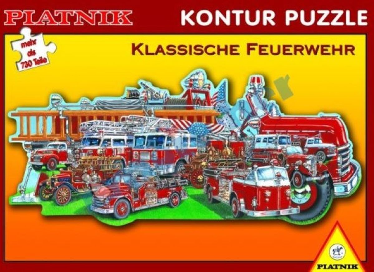 Legpuzzel - Contourpuzzel - 730 stukjes - Ouderwetse Brandweerautos - Piatnik puzzel