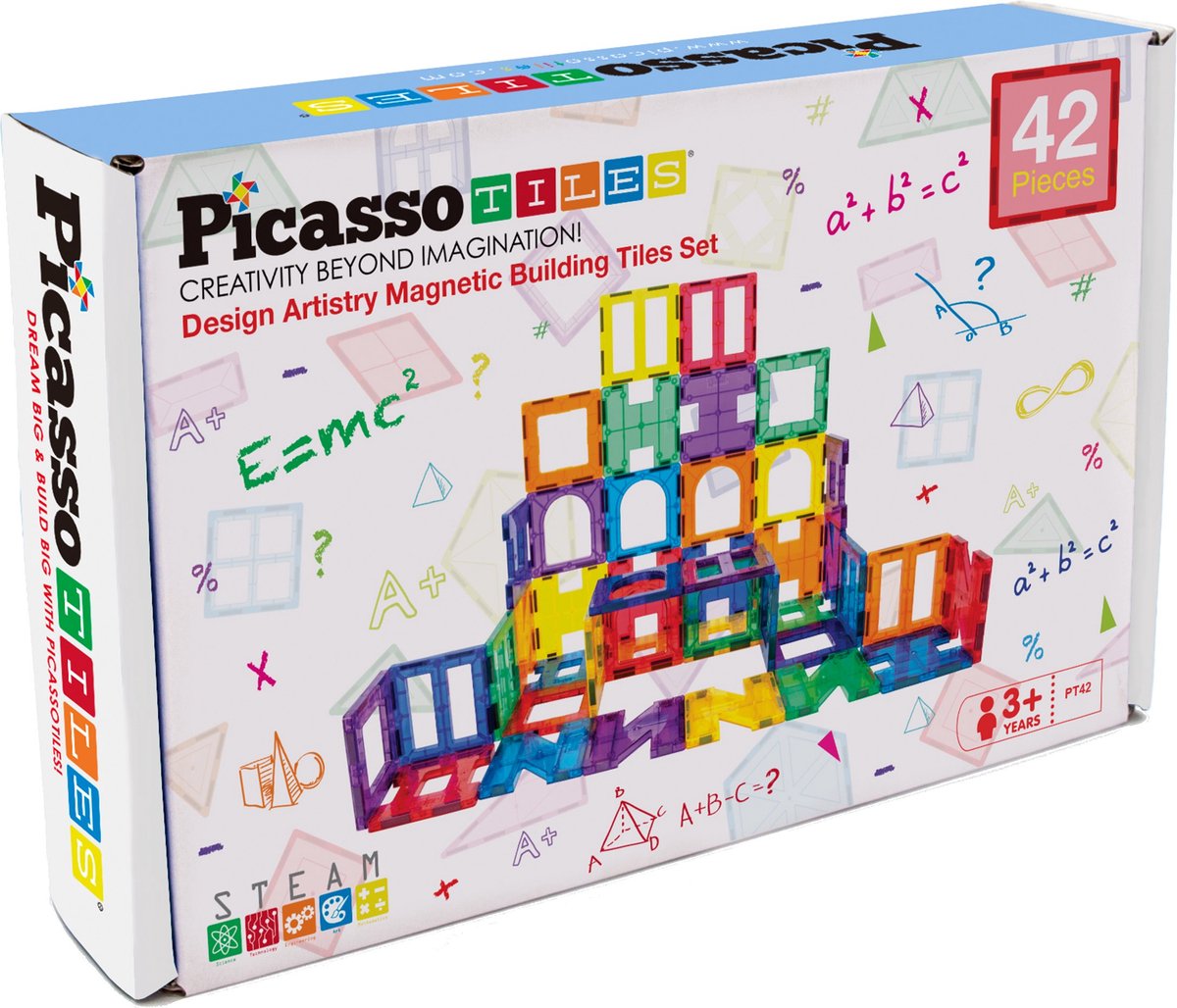 Tactic Picasso Tiles - Constructiespeelgoed - Magnetic Tiles - Magnetische Tegels - Artistry Set: 42-delig